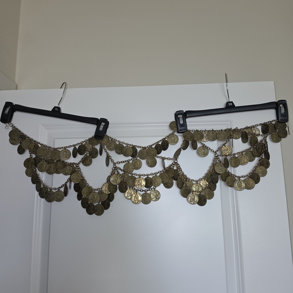 Belly Dance Coin Belt Large Balboa Coins Gold Tone 36” Waist - Picture 3 of 7